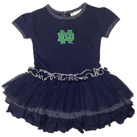 Shop Notre Dame Fighting Irish TFA Toddler Girls Navy Polka Dot One-Piece Tutu Dress - Sporting Up