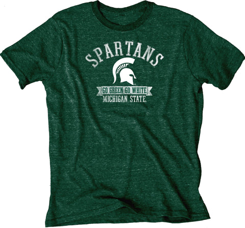 Michigan state spartans azul 84 verde suave tri-blend camiseta de manga corta - sporting up