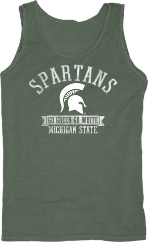 Shop Michigan State Spartans Blue 84 Faded Green Cotton Sleeveless Tank Top - Sporting Up