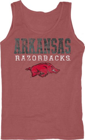 Shop Arkansas Razorbacks Blue 84 Faded Red 100% Cotton Sleeveless Tank Top - Sporting Up