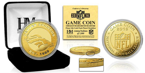Réplica de lanzamiento de moneda para coleccionista de edición limitada de Denver Broncos Highland Mint 2016 - Sporting Up
