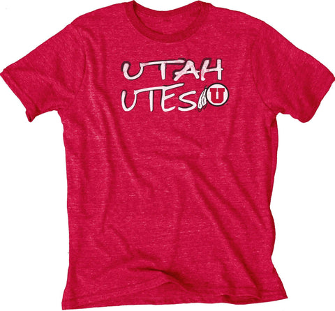 Shop Utah Utes Blue 84 Red Soft Tri-Blend Lightweight Short Sleeve T-Shirt - Sporting Up