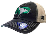 North Dakota Fighting Hawks Black New Logo Vintage Mesh Adjustable Snap Hat Cap - Sporting Up