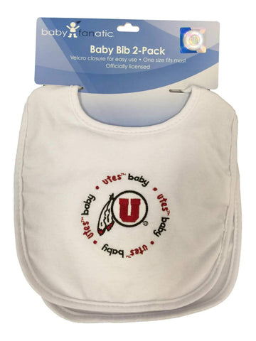 Utah Utes Baby Fanatic Baby-Lätzchen, weiß, rund, mit Logo, 2er-Pack – sportlich