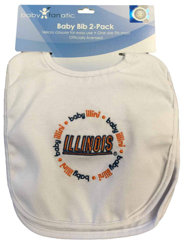 Paquete de 2 baberos con logo circular blanco para bebé fanático de Illinois Fighting Illinois - Sporting Up