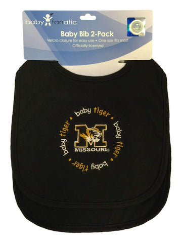 Paquete de 2 baberos con logo circular negro para bebé fanático de los tigres de Missouri - sporting up