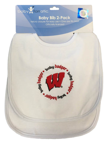 Wisconsin Badgers Baby Fanatic Babero con logo circular blanco para bebé, paquete de 2 - Sporting Up