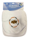 Paquete de 2 baberos con logo circular blanco para bebé fanático del bebé de los cowboys del estado de Oklahoma - sporting up