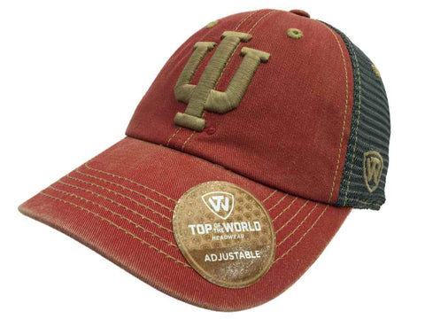 Shop Indiana Hoosiers TOW Red Gray Past Mesh Adjustable Snapback Slouch Hat Cap - Sporting Up
