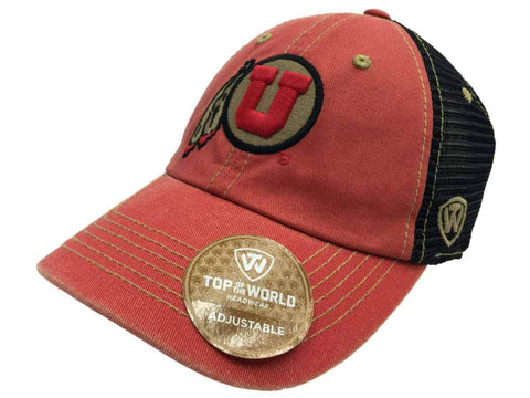 Utah Utes Tow Red Black Past Mesh verstellbare Snapback-Slouch-Mütze – sportlich