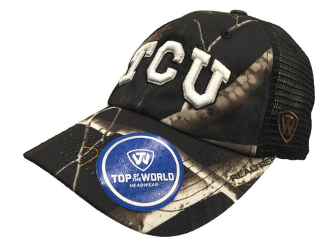 TCU Horned Frogs TOW Black Realtree Camo Harbor Mesh Adjustable Snapback Hat Cap - Sporting Up