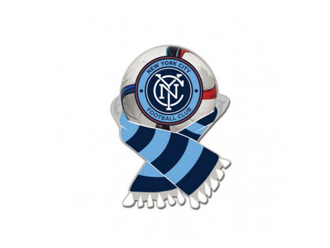 Shop New York City FC MLS WinCraft Light Blue & Navy Soccer Scarf Metal Lapel Pin - Sporting Up
