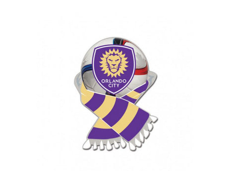 Shop Orlando City SC MLS WinCraft Purple & Light Yellow Soccer Scarf Metal Lapel Pin - Sporting Up