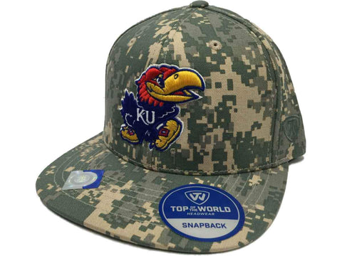 Kansas jayhawks släp digital kamouflage patriot snäpp justerbar snapback hattmössa - sportig upp