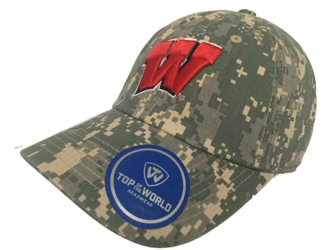 Shop Wisconsin Badgers TOW Digital Camouflage Flagship Adjustable Slouch Hat Cap - Sporting Up