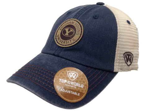 Shop BYU Cougars TOW Navy Outlander Mesh Adjustable Snapback Slouch Hat Cap - Sporting Up