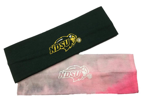 Paquete de 2 diademas de yoga verde y rosa con efecto tie-dye de bisonte del estado de Dakota del Norte - sporting up
