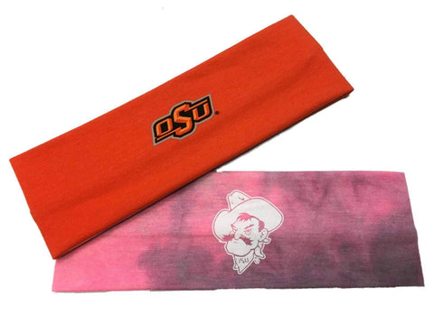 Les cowboys de l'État de l'Oklahoma remorquent un paquet de 2 bandeaux de yoga orange et rose tie-dye - faire du sport