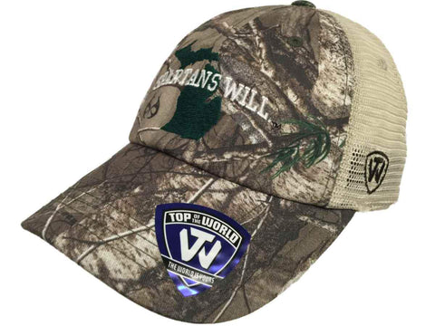 Les Spartans de l'État du Michigan remorquent une proie camouflage Realtree Les Spartans déclareront une casquette en maille - faire du sport