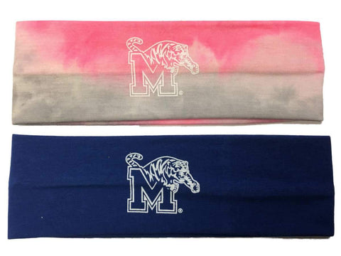 Memphis Tigers 2er-Pack Yoga-Stirnbänder in Blau und Batikrosa – sportlich
