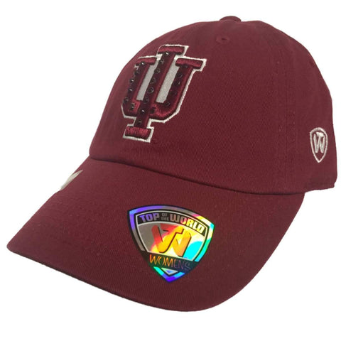 Indiana Hoosiers TOW WOMEN Dark Red Flair Bling Adjustable Strap Slouch Hat Cap - Sporting Up