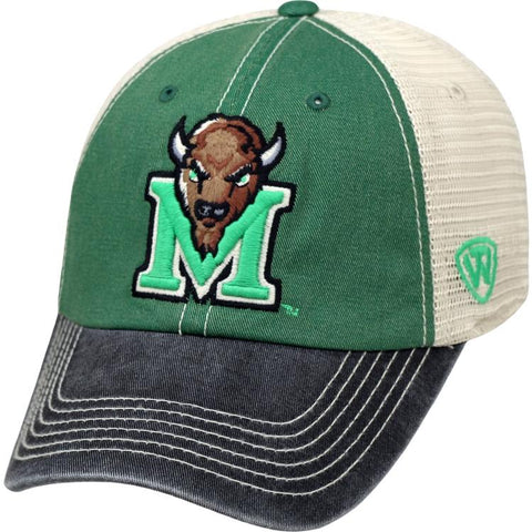 Shop Marshall Thundering Herd TOW Green Gray Offroad Mesh Adjustable Snapback Hat Cap - Sporting Up