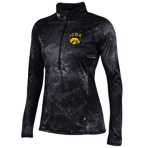 Shoppen Sie den Iowa Hawkeyes Under Armour Damen-Pullover mit Batikmuster, leichtem 1/2-Reißverschluss – sportlich