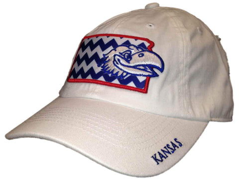 Kansas Jayhawks Tow Damen-Kappe mit weißem Chevron-Crew-State-Design, verstellbare Schlappmütze – sportlich