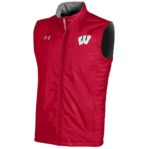 Shop Wisconsin Badgers Under Armour WOMEN Red ColdGear Storm1 Full-Zip Vest - Sporting Up