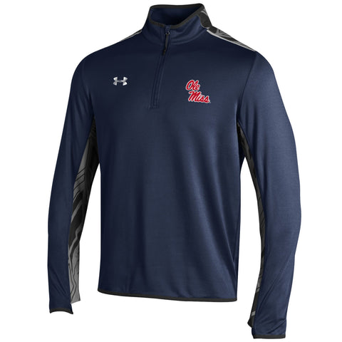 Boutique Ole Miss Rebels Under Armour Navy Doomsday 1/4 Zip Coldgear Loose Pull - Sporting Up