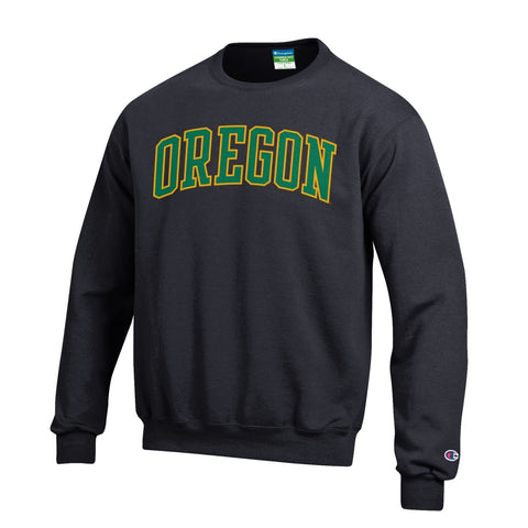 Shop Oregon Ducks Champion Black Powerblend Fleece Crew Pullover Sweatshirt - Sporting Up