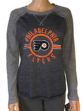 Philadelphia Flyers SAAG Women's Two-Tone Gray Tri-Blend Baseball T-Shirt - Sporting Up