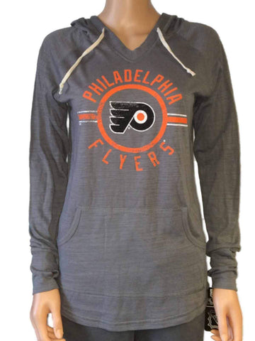 Shop Philadelphia Flyers SAAG Women's Gray Tri-Blend Hooded V-Neck T-Shirt - Sporting Up