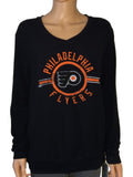 Philadelphia Flyers SAAG Suéter negro de triple mezcla con cuello en V ultra suave para mujer - Sporting Up