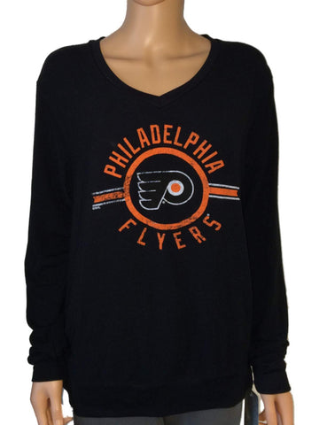 Philadelphia Flyers SAAG Schwarzer, ultraweicher Tri-Blend-Pullover mit V-Ausschnitt für Damen – Sporting Up