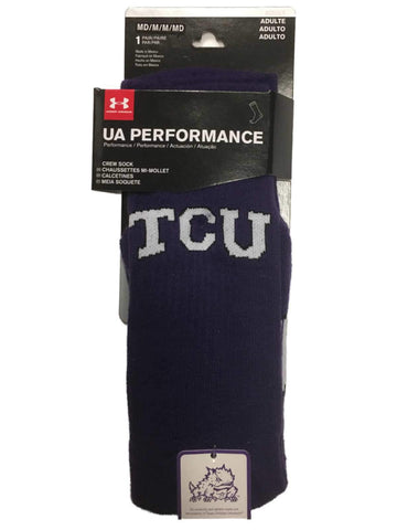 Shop TCU Horned Frogs Under Armour Performance Men's Purple Crew Socks - Sporting Up