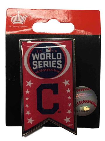 Shoppen Sie die Cleveland Indians 2016 World Series Aminco Red Banner Metall-Anstecknadel – sportlich