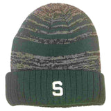 Michigan State Spartans TOW Green Gray Echo Striped Cuffed Winter Hat Cap Beanie - Sporting Up