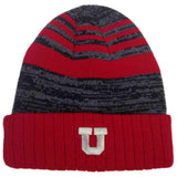 Utah Utes TOW Red Gray Echo Striped Cuffed Knit Winter Hat Cap Beanie - Sporting Up