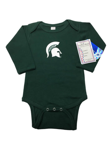 Michigan State Spartans Two Feet Ahead Infant Baby Green One Piece Creeper - Sporting Up