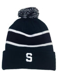 Michigan State Spartans TOW Tri-Tone Whirl Cuffed Poof Winter Hat Cap Beanie - Sporting Up