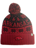 Arkansas Razorbacks TOW Red Subarctic Snowflake Poofball Cuffed Hat Cap Beanie - Sporting Up