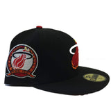 Miami Heat New Era Black Patched 59FIFTY Fitted Flat Bill Hat Cap (7 1/4) - Sporting Up