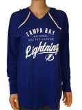 Tampa Bay Lightning SAAG Women's Blue Tri-Blend Hooded V-Neck T-Shirt - Sporting Up