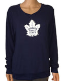 Toronto Maple Leafs SAAG Women's Navy Tri-Blend Ultra Soft V-Neck Sweater - Sporting Up