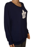 Toronto Maple Leafs SAAG Women's Navy Tri-Blend Ultra Soft V-Neck Sweater - Sporting Up