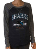 San Jose Sharks SAAG Women's Two-Tone Gray Tri-Blend Baseball T-Shirt - Sporting Up