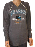 San Jose Sharks SAAG Women's Gray Tri-Blend Hooded V-Neck T-Shirt - Sporting Up