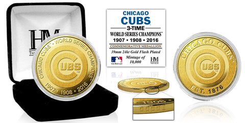 Shop Chicago Cubs 3-Time World Series Champions Highland Mint Gold Mint Coin - Sporting Up