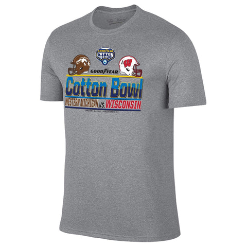 Achetez le t-shirt avec casque de bol en coton des Western Michigan Broncos des Wisconsin Badgers 2017 - Sporting Up